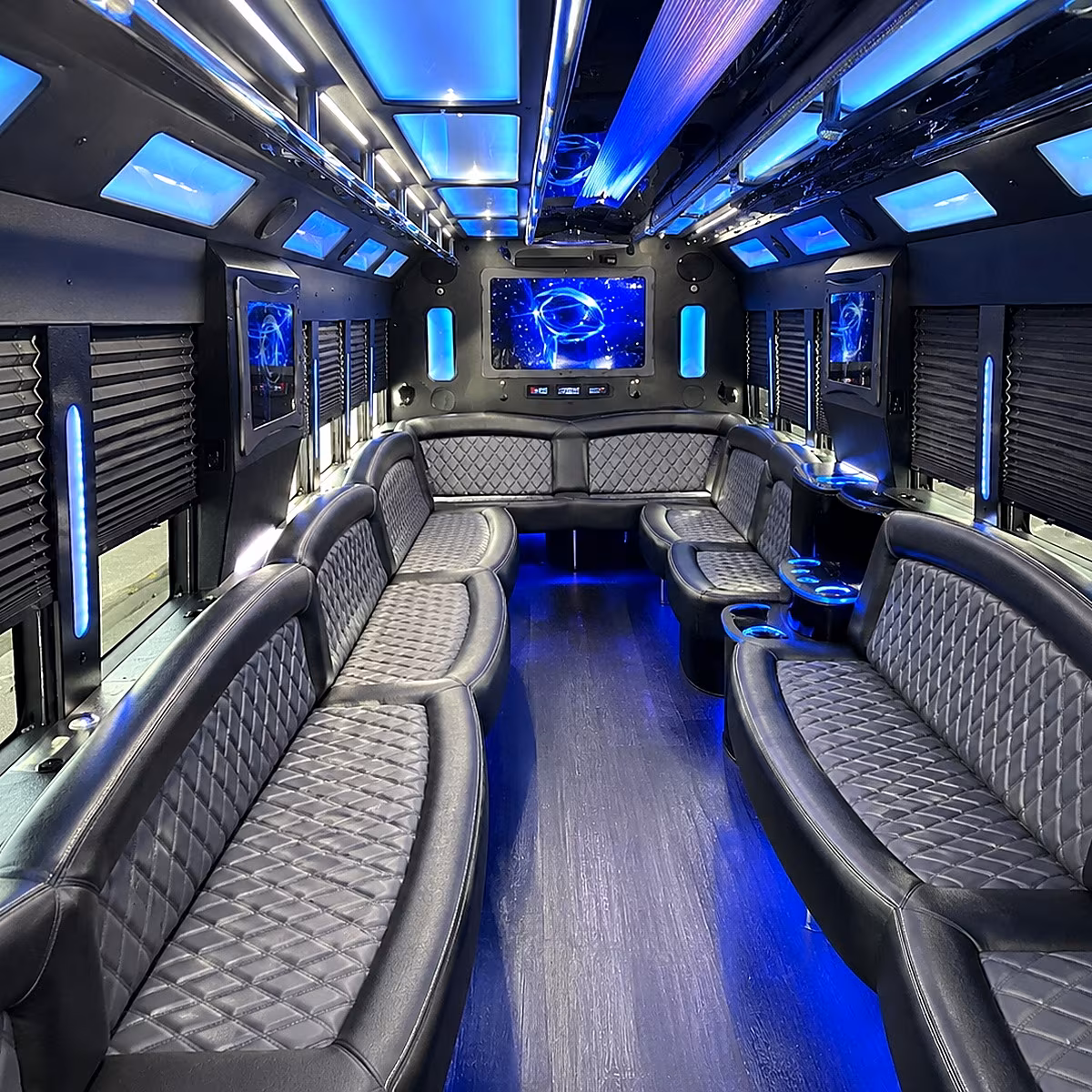 roswell 50 passenger party bus interior